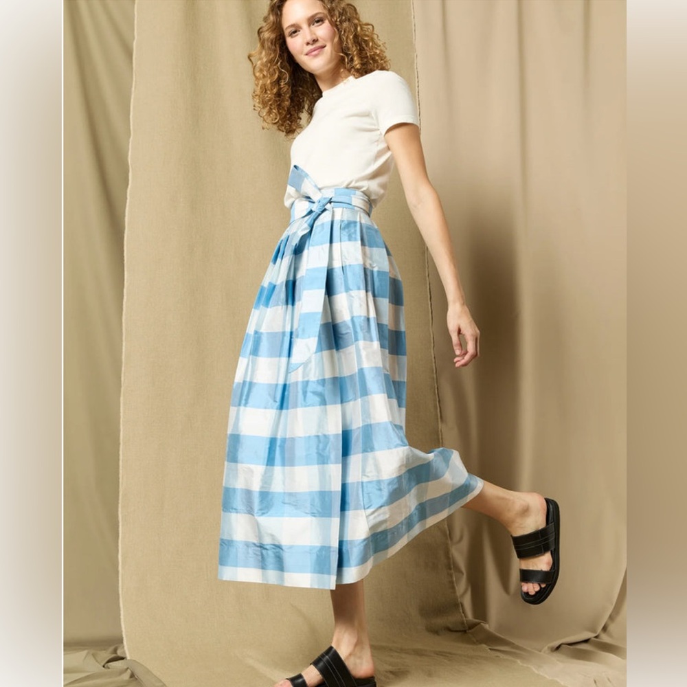 NWT Ann Mashburn Pleated Wrap Midi Skirt - Size L